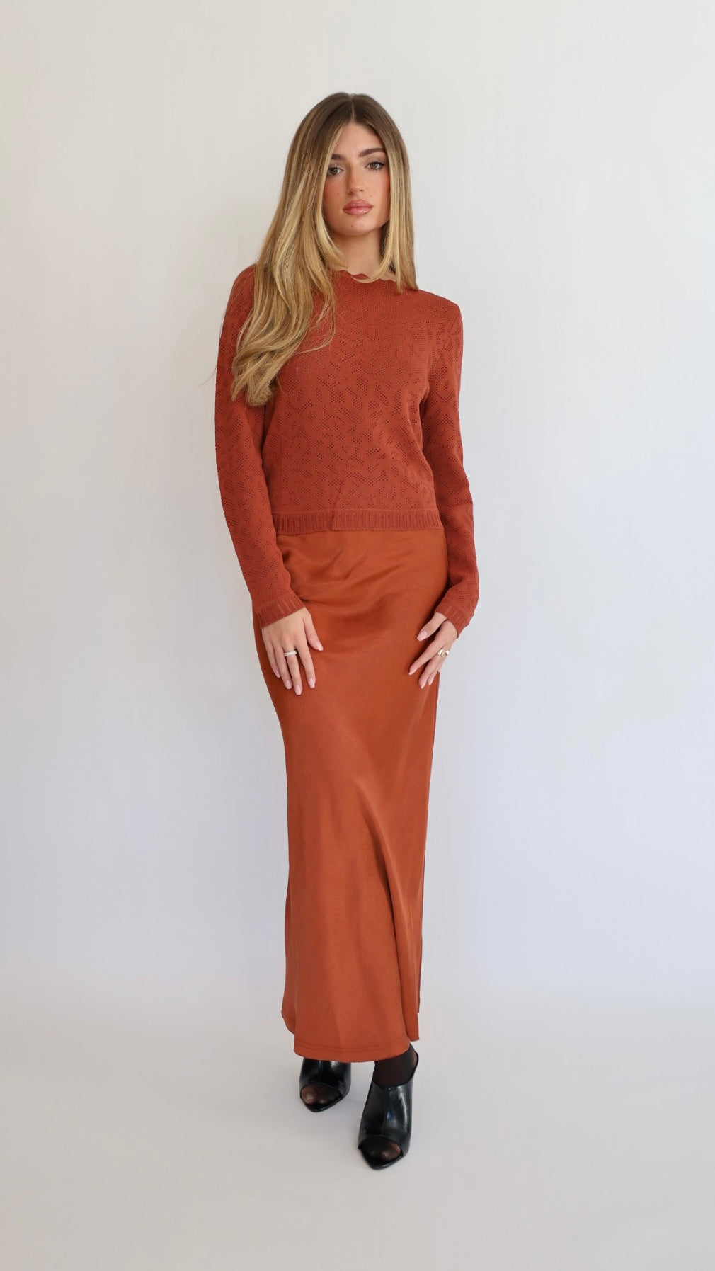 Victoria Satin Midi Skirt