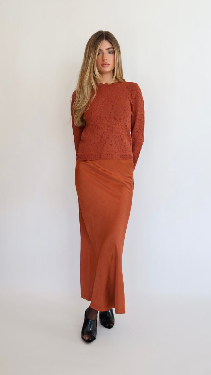 Victoria Satin Midi Skirt