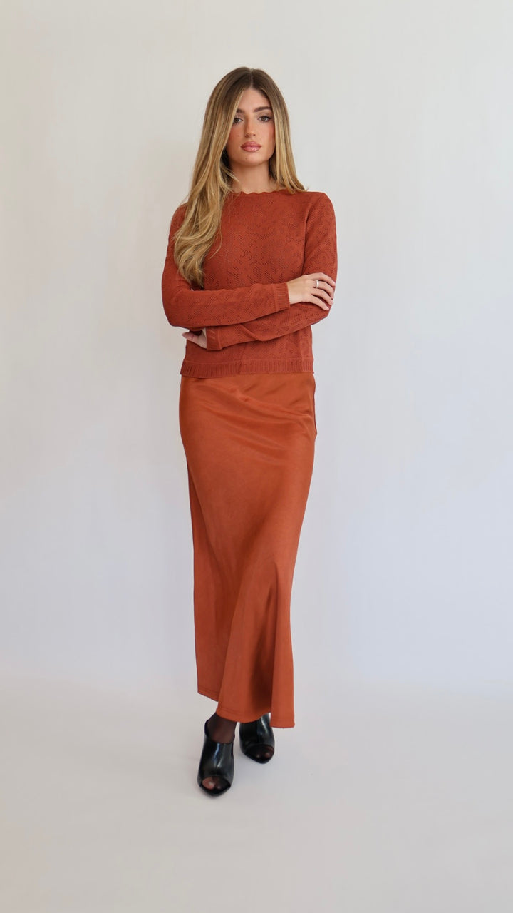 Victoria Satin Midi Skirt