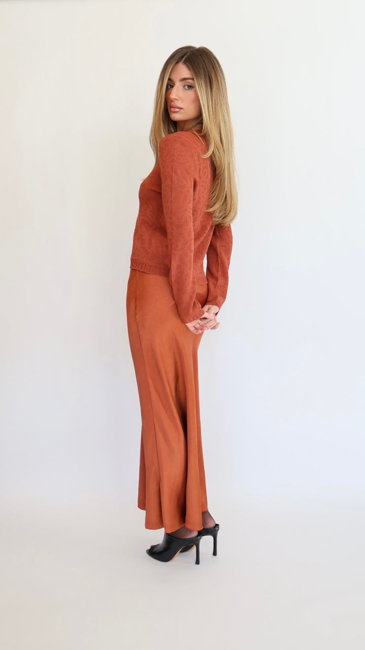 Victoria Satin Midi Skirt