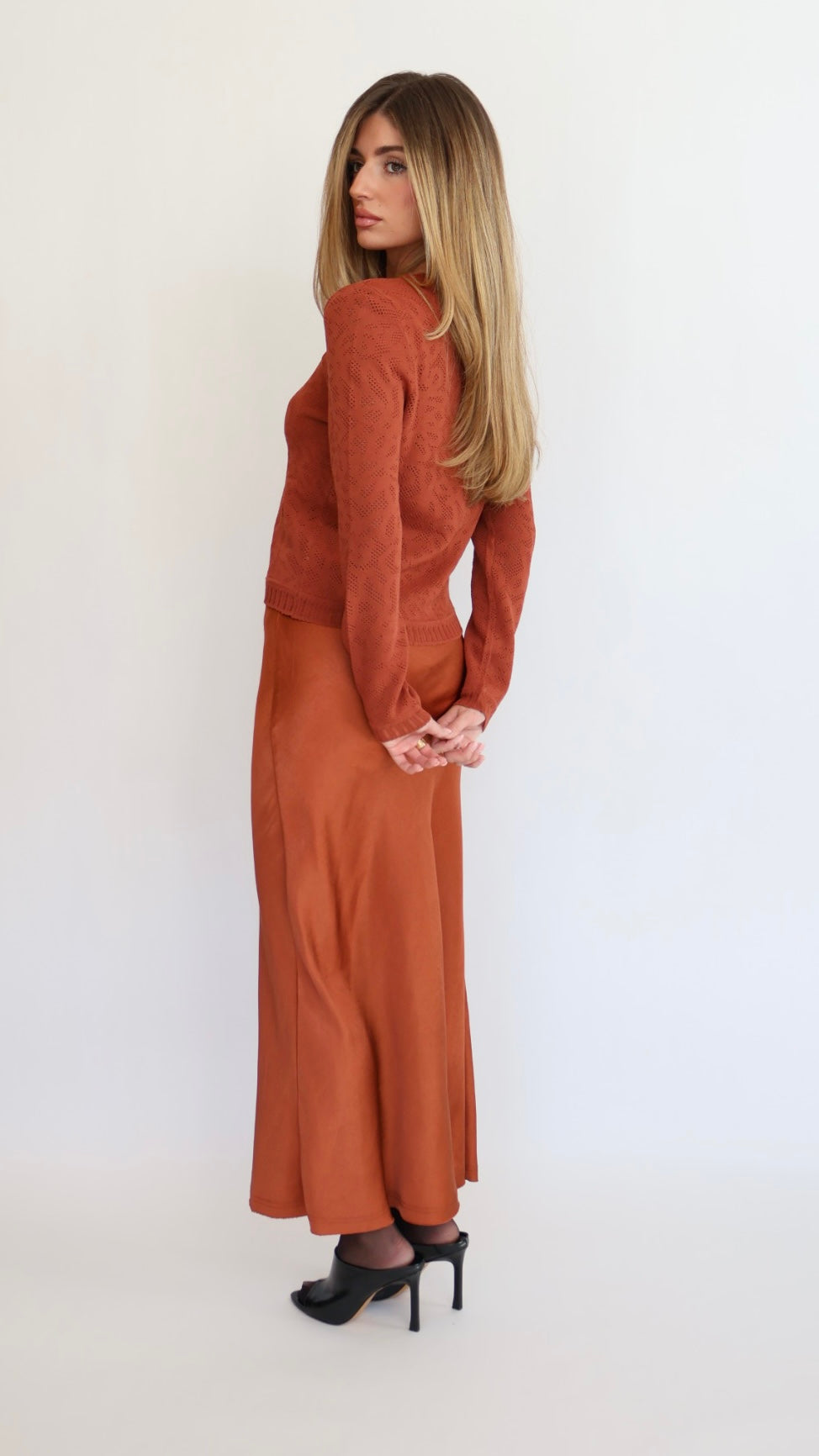 Victoria Satin Midi Skirt