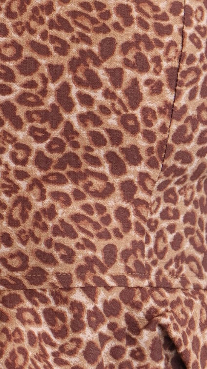 Animal Print Flutter Sleeve Peplum Top