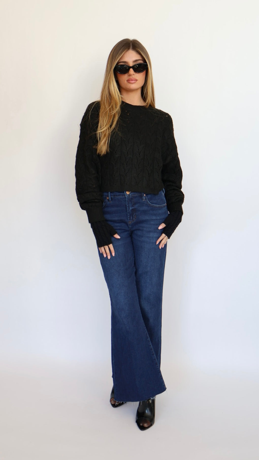 Cable Knit Crop Sweater