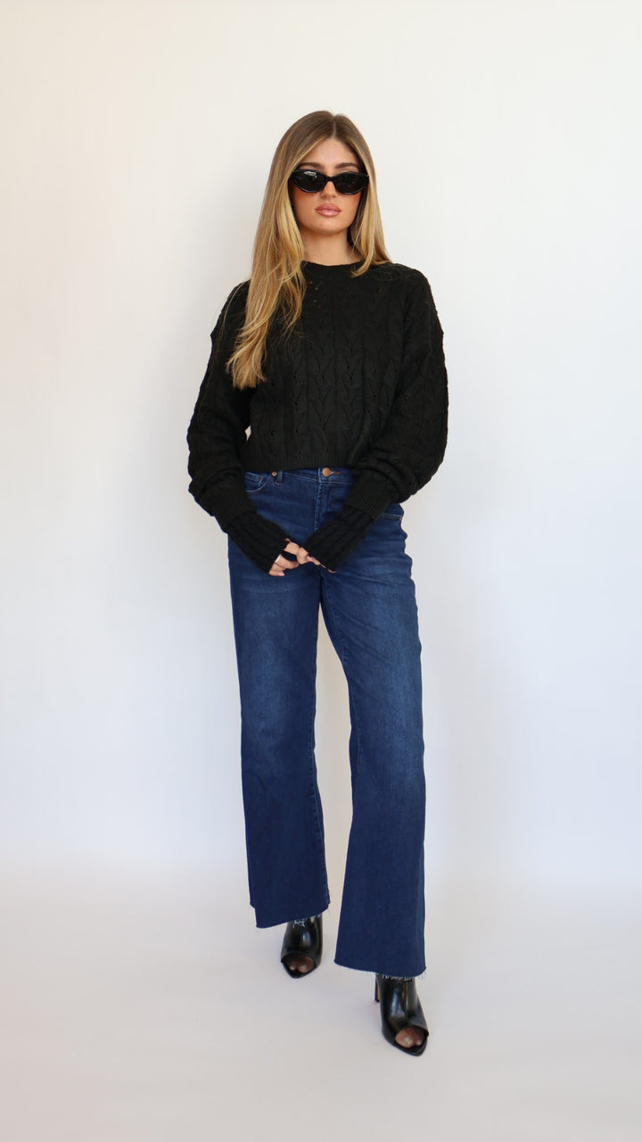 Cable Knit Crop Sweater