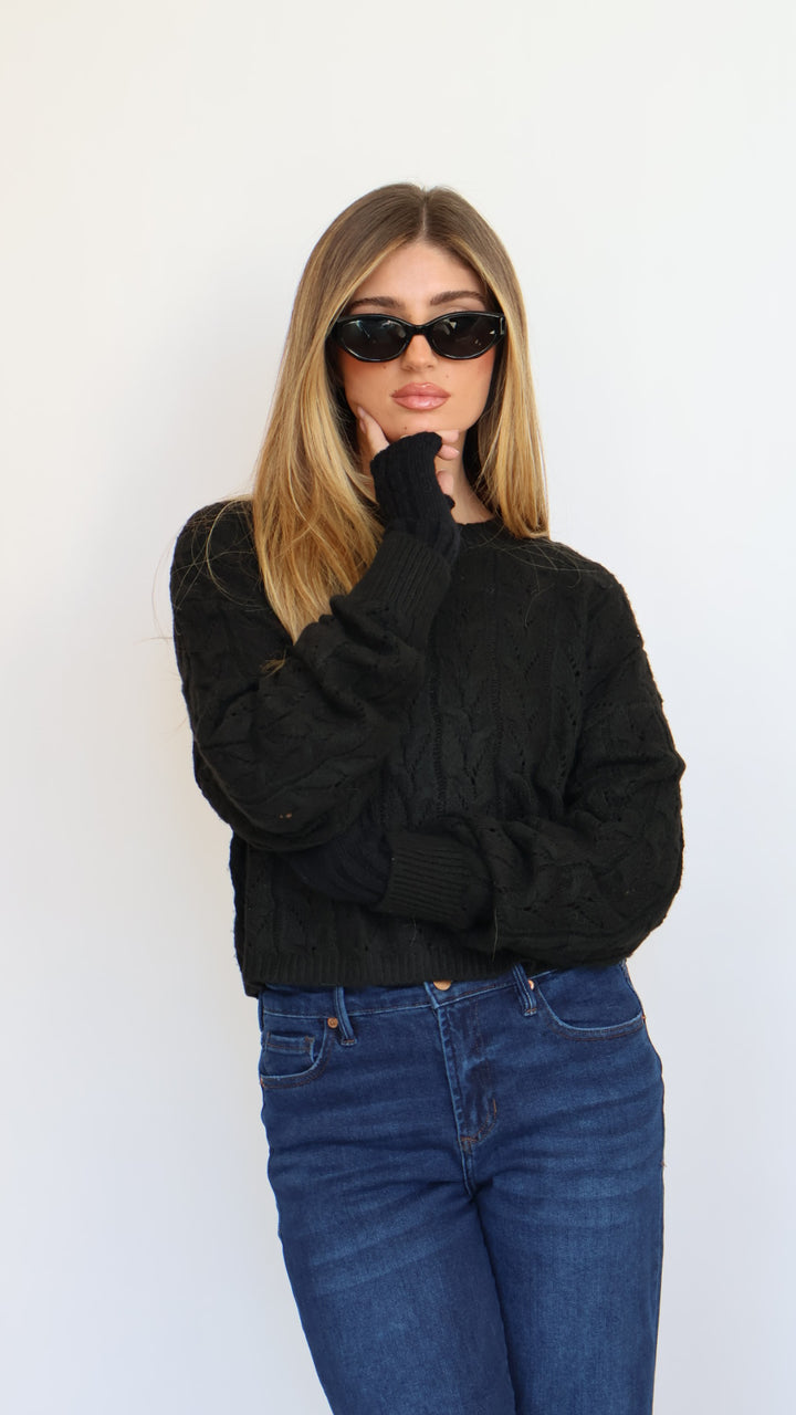 Cable Knit Crop Sweater