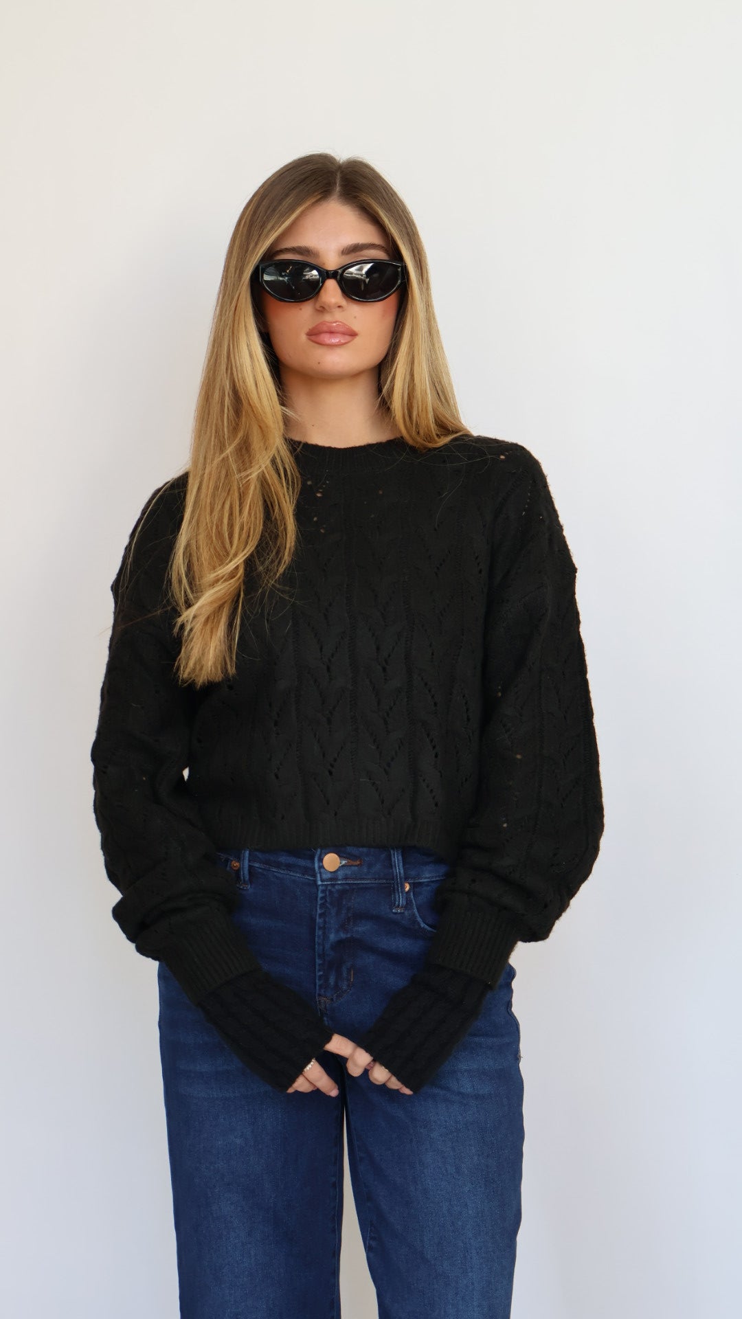 Cable Knit Crop Sweater