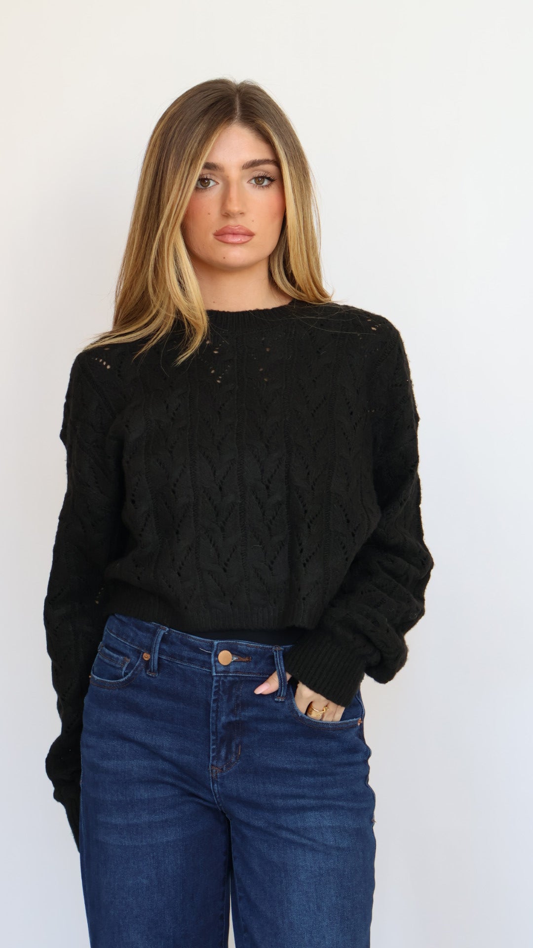 Cable Knit Crop Sweater