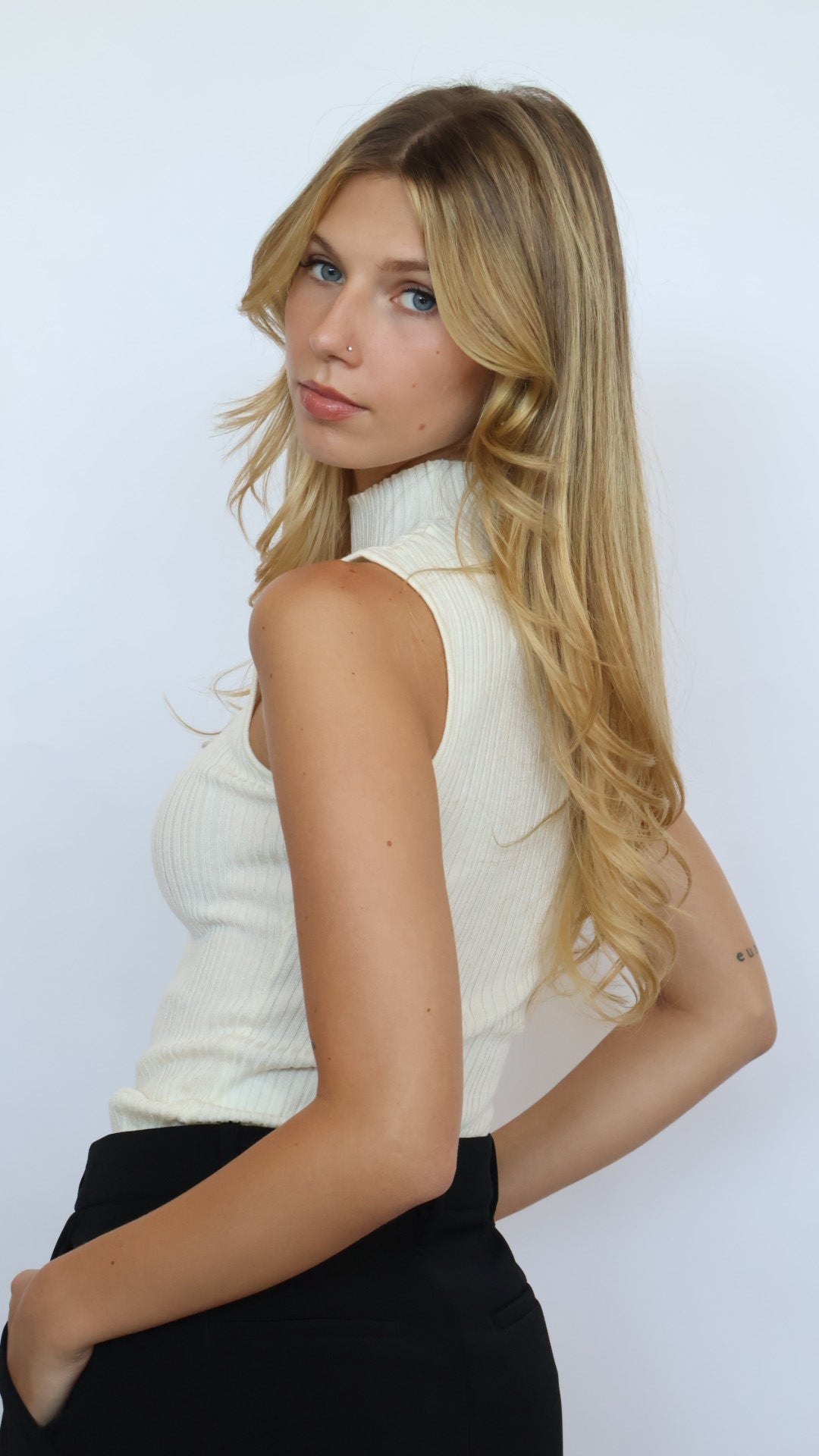 Ribbed Knit Mock Neck Top