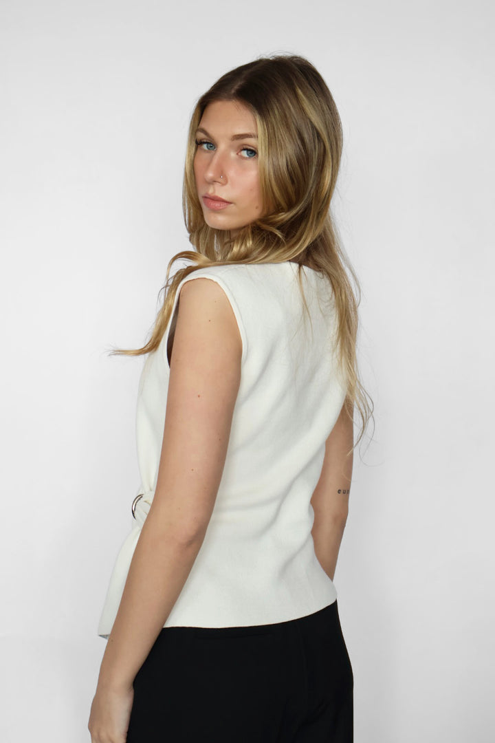 Wrap Front Sleeveless Top