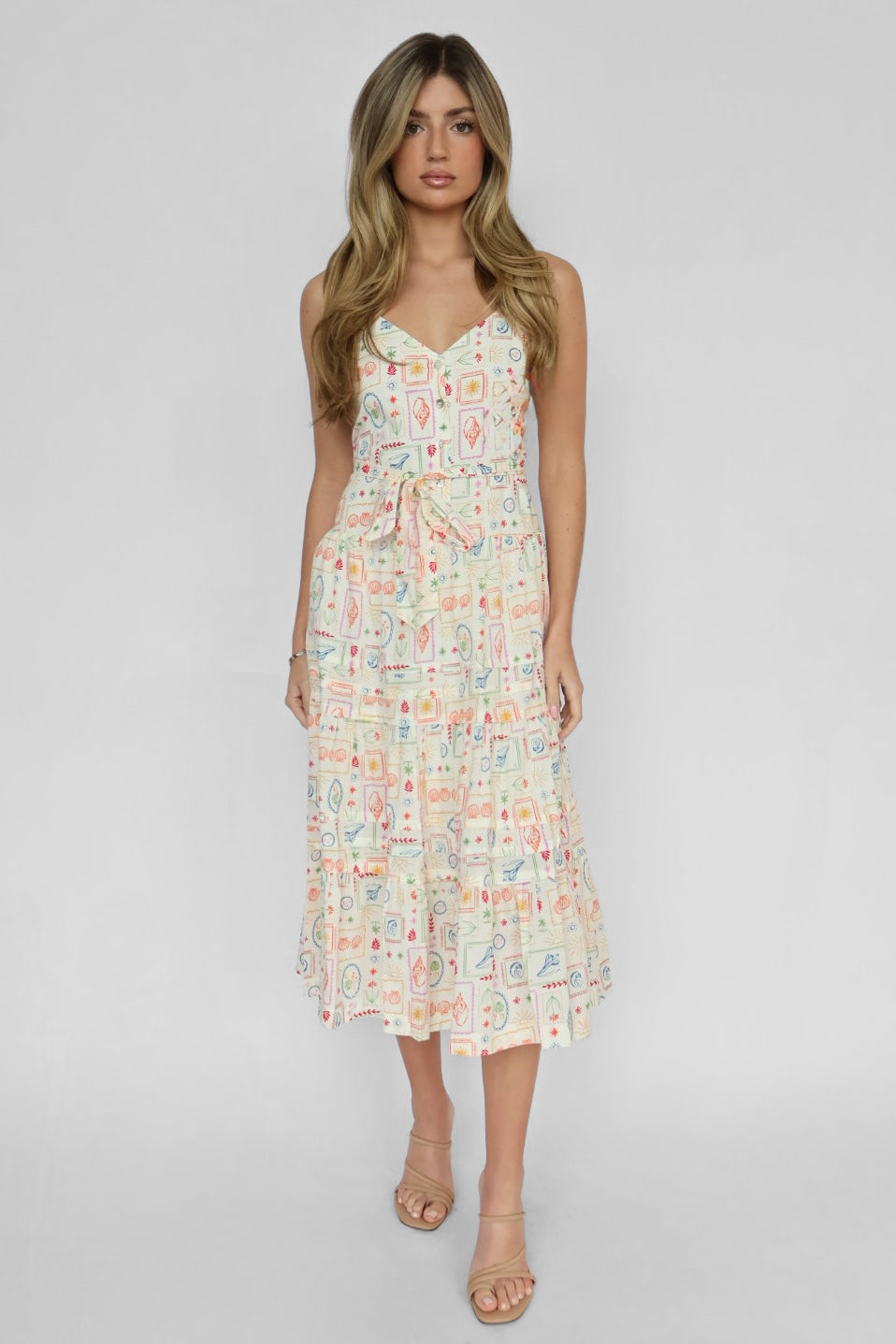 Shell Printed Midi Dress