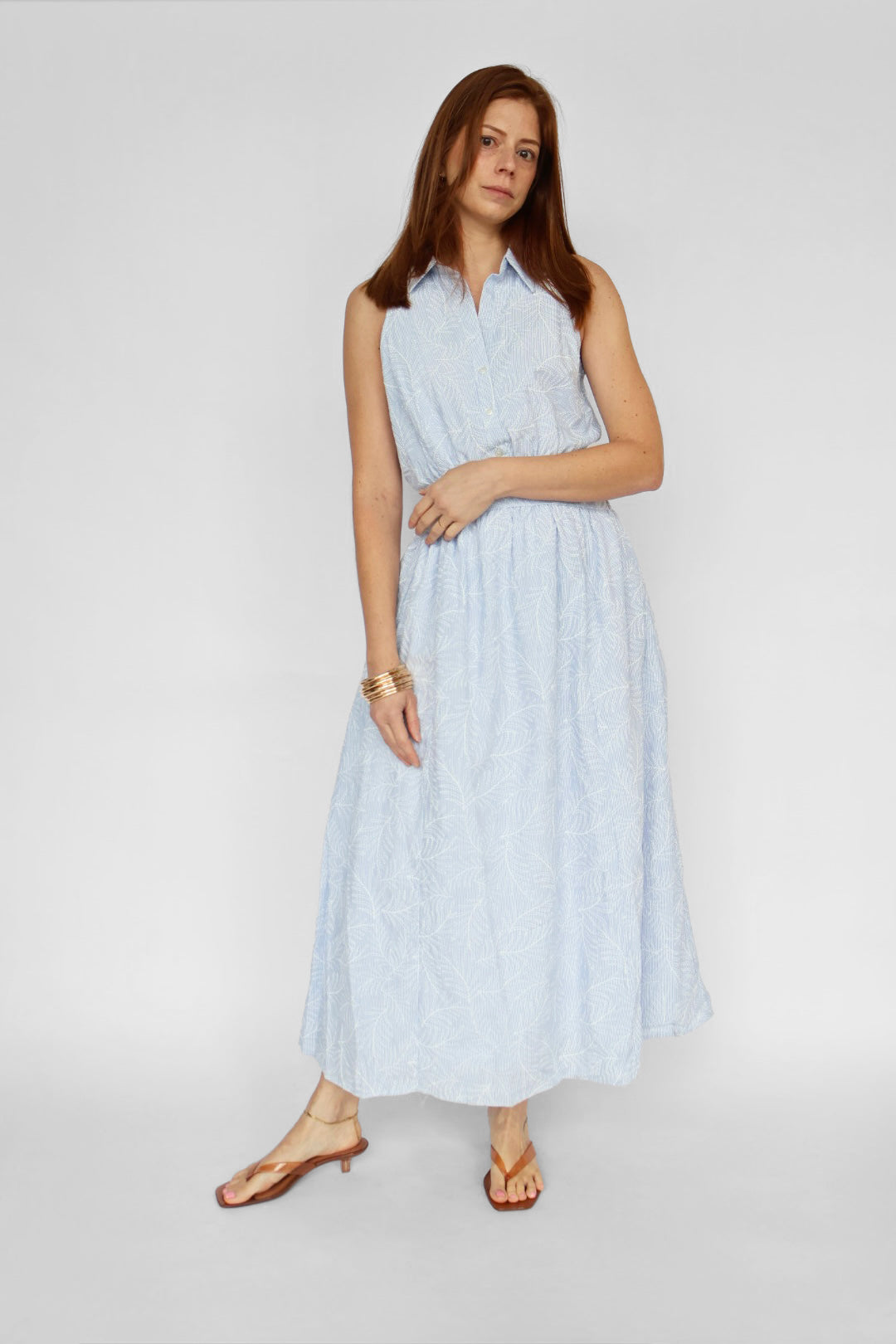 Elan V Neck Collared Midi Dress