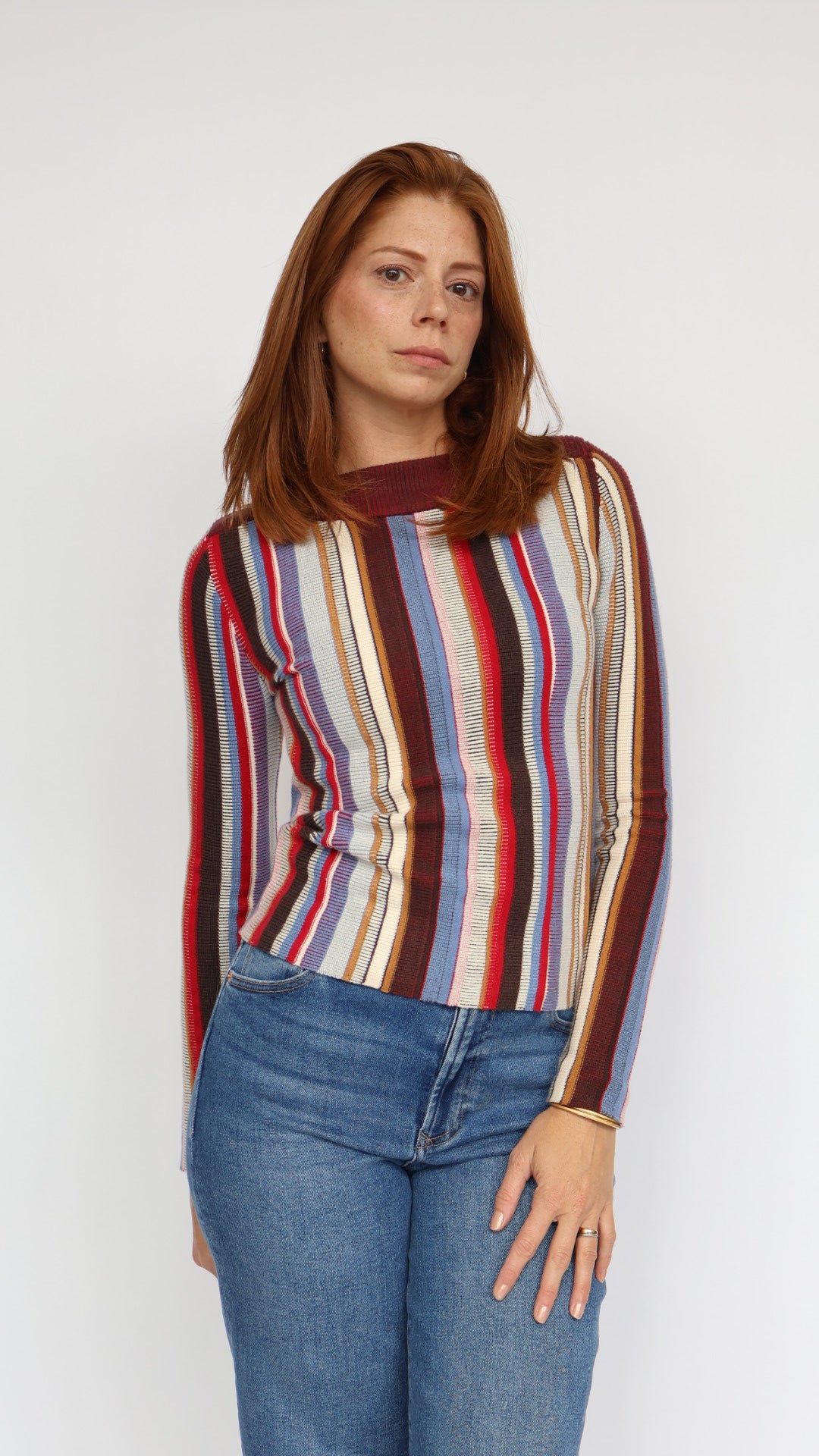 Steve Madden Serra Vertical Stripe Sweater Multicolor