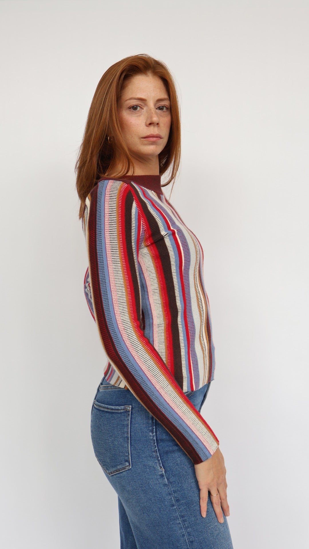 Steve Madden Serra Vertical Stripe Sweater Multicolor