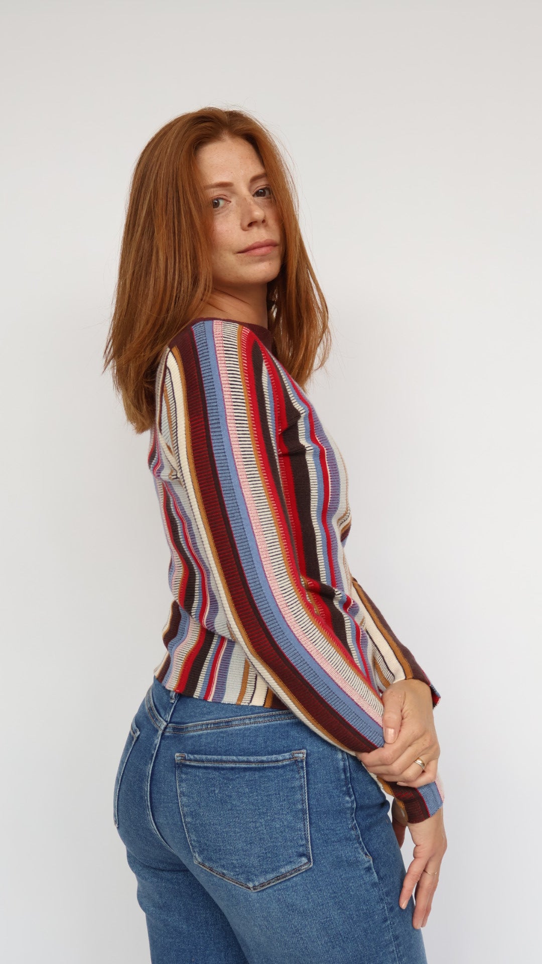Steve Madden Serra Vertical Stripe Sweater Multicolor