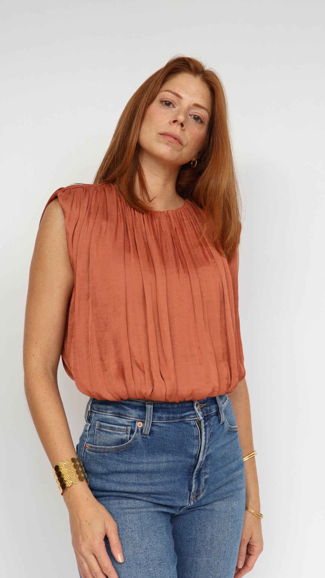 Steve Madden Milana Bubble Hem Satin Top