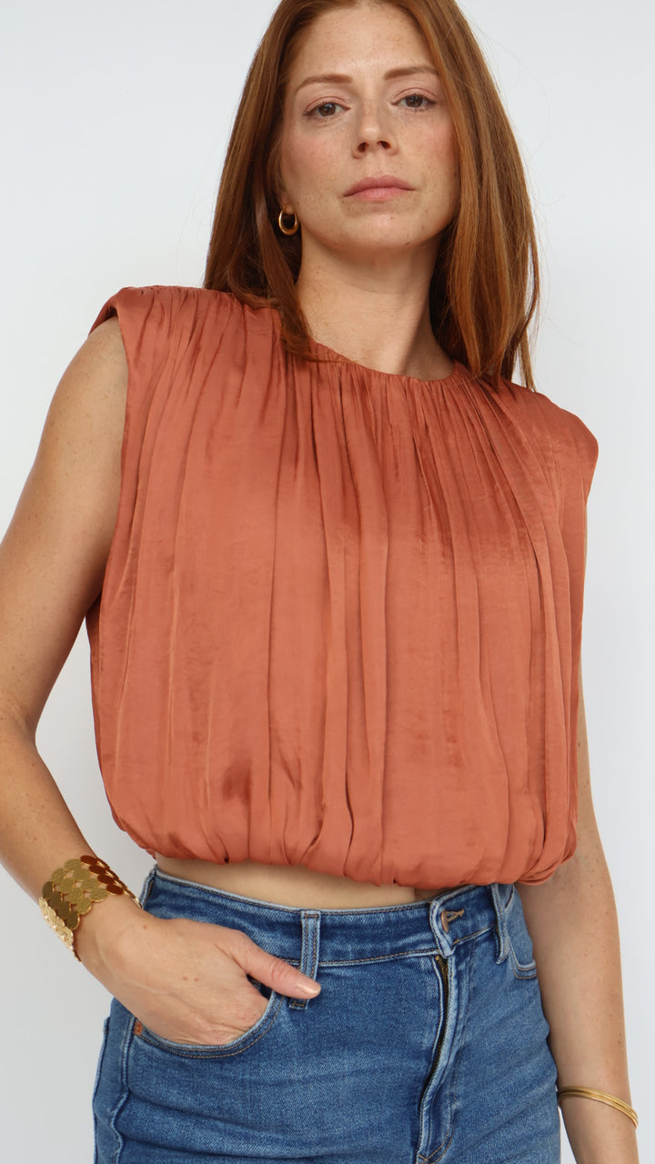 Steve Madden Milana Bubble Hem Satin Top