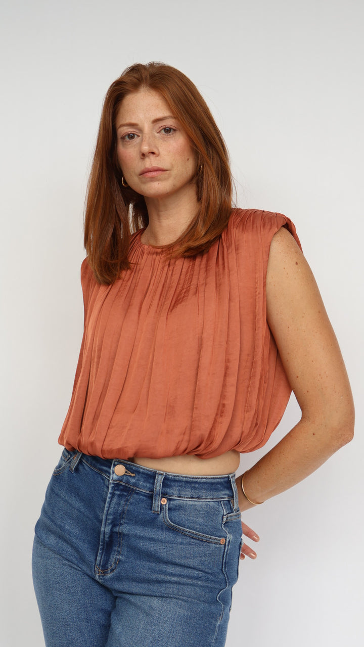Steve Madden Milana Bubble Hem Satin Top