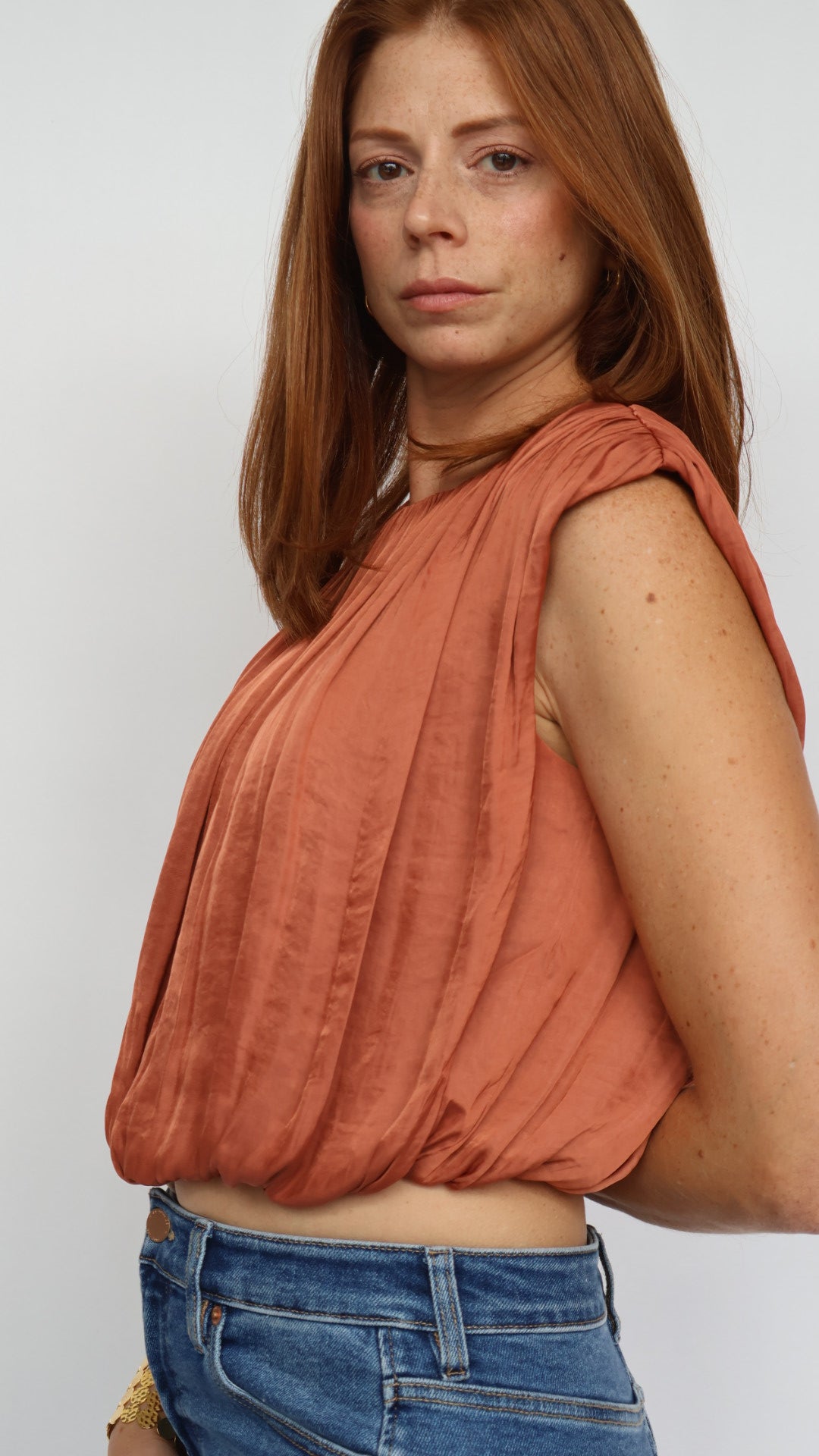 Steve Madden Milana Bubble Hem Satin Top