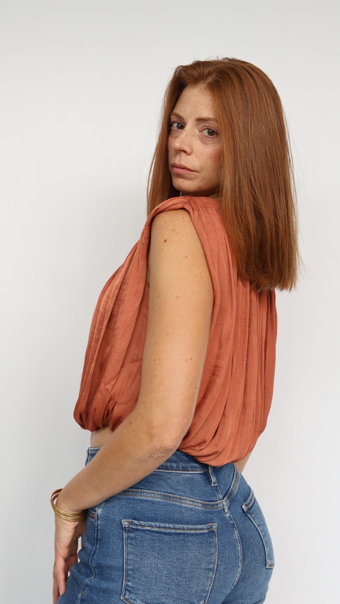 Steve Madden Milana Bubble Hem Satin Top
