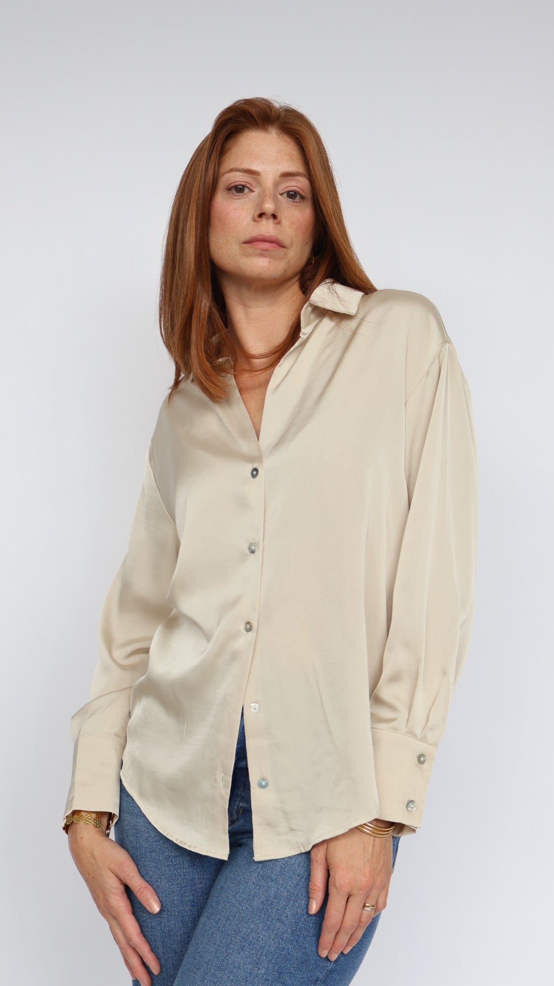 Satin Button Down Blouse