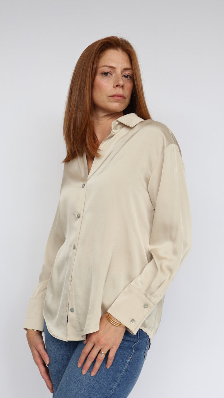 Satin Button Down Blouse