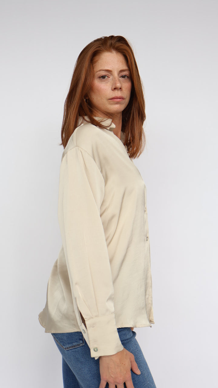 Satin Button Down Blouse