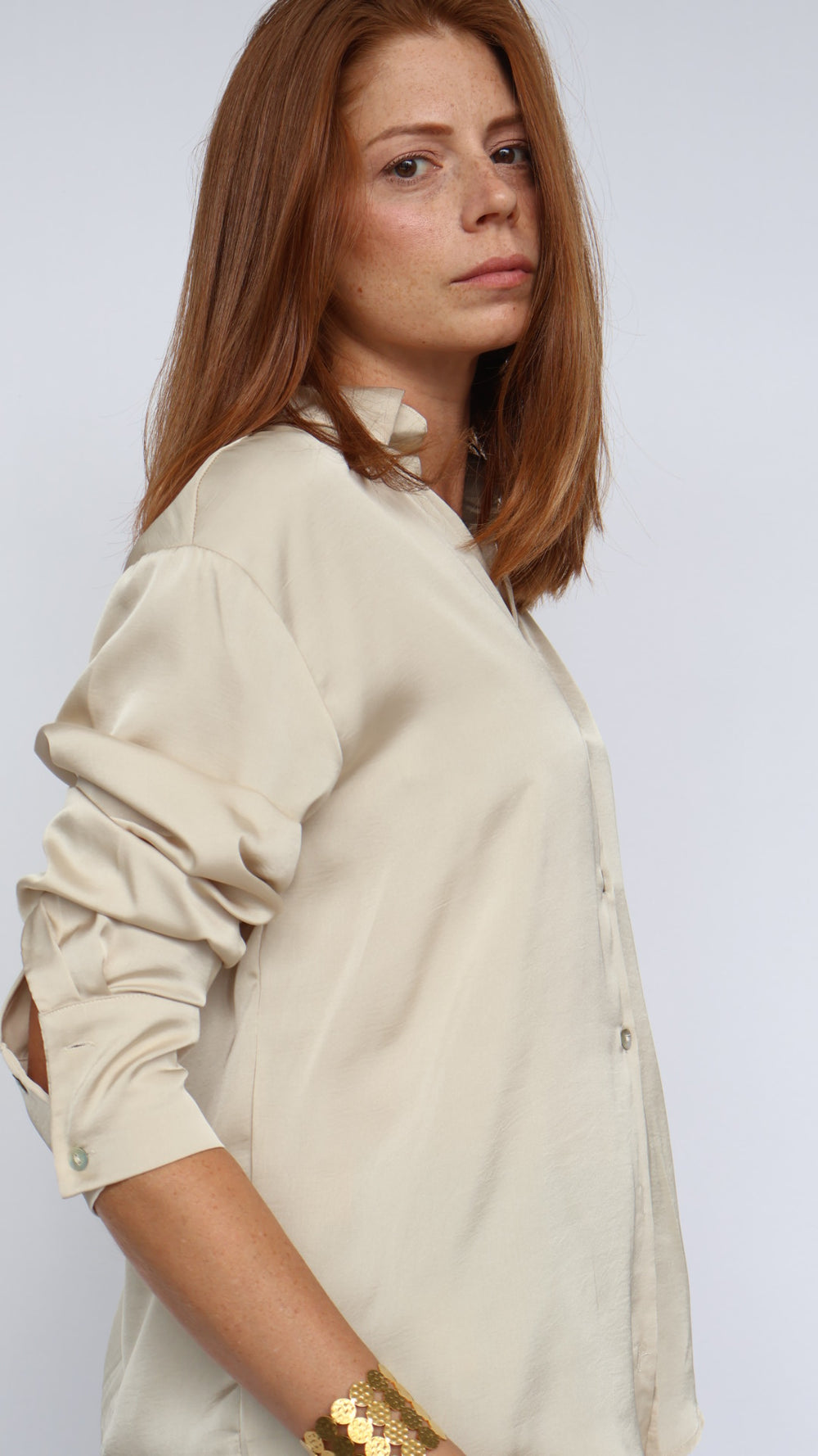 Satin Button Down Blouse