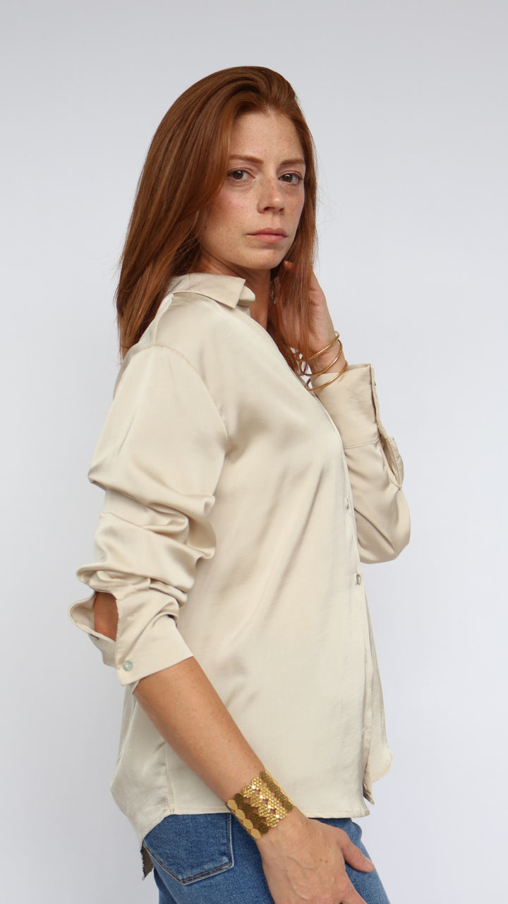 Satin Button Down Blouse