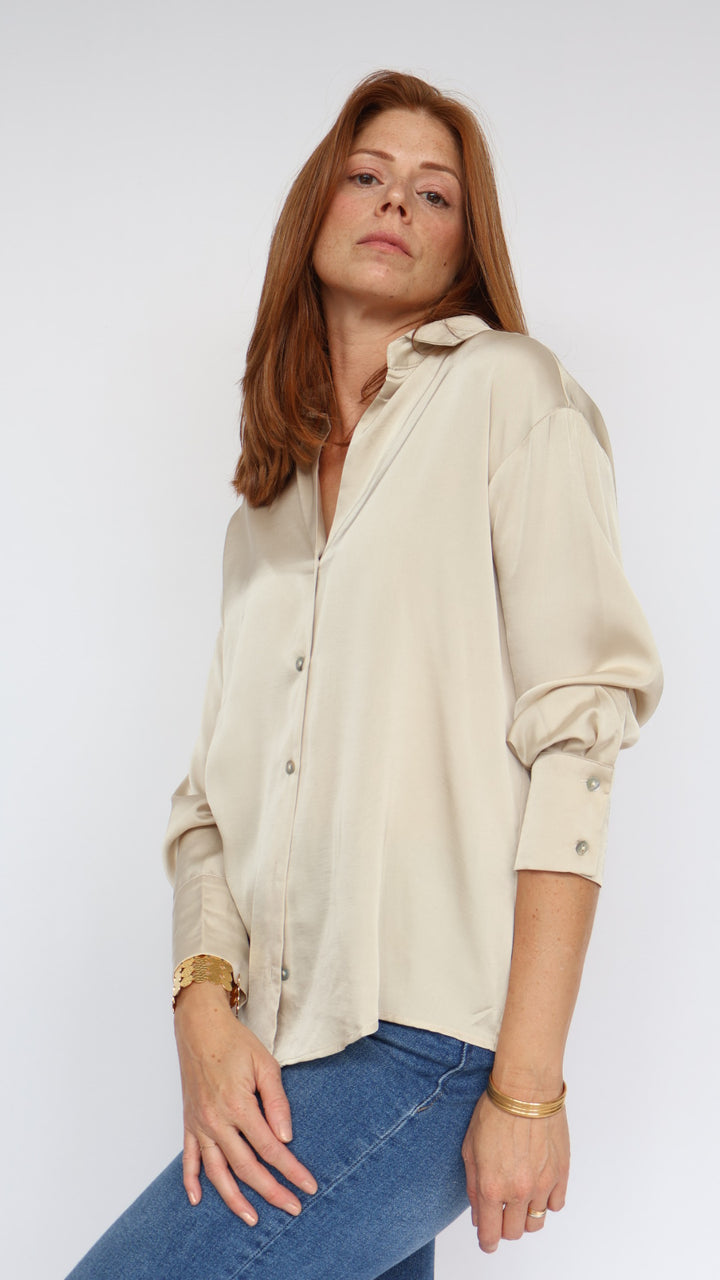 Satin Button Down Blouse