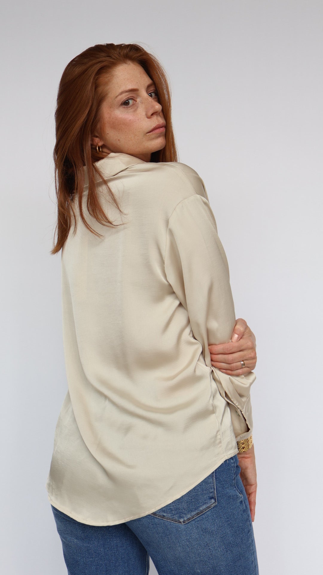 Satin Button Down Blouse