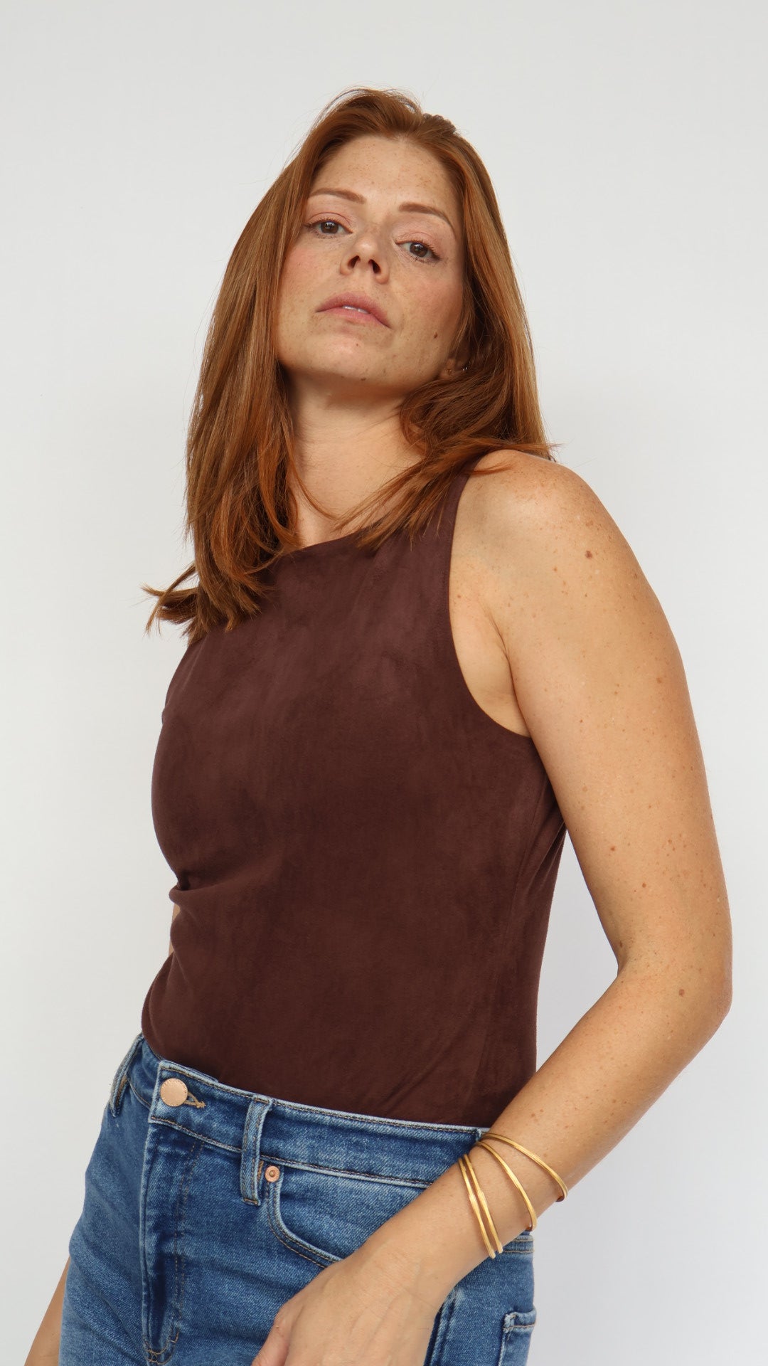 Steve Madden Ornellia Faux Suede Bodysuit