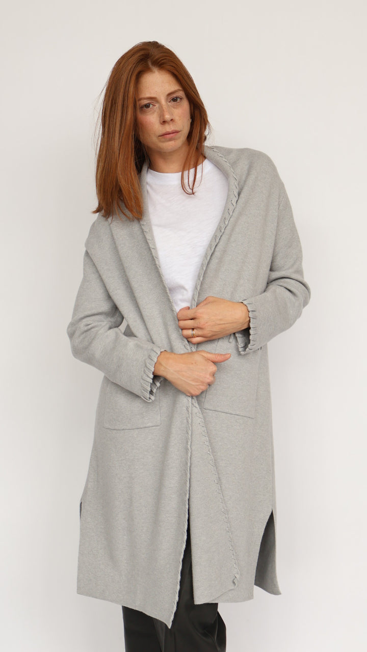 Whipstitch Detail Open Front Cardigan