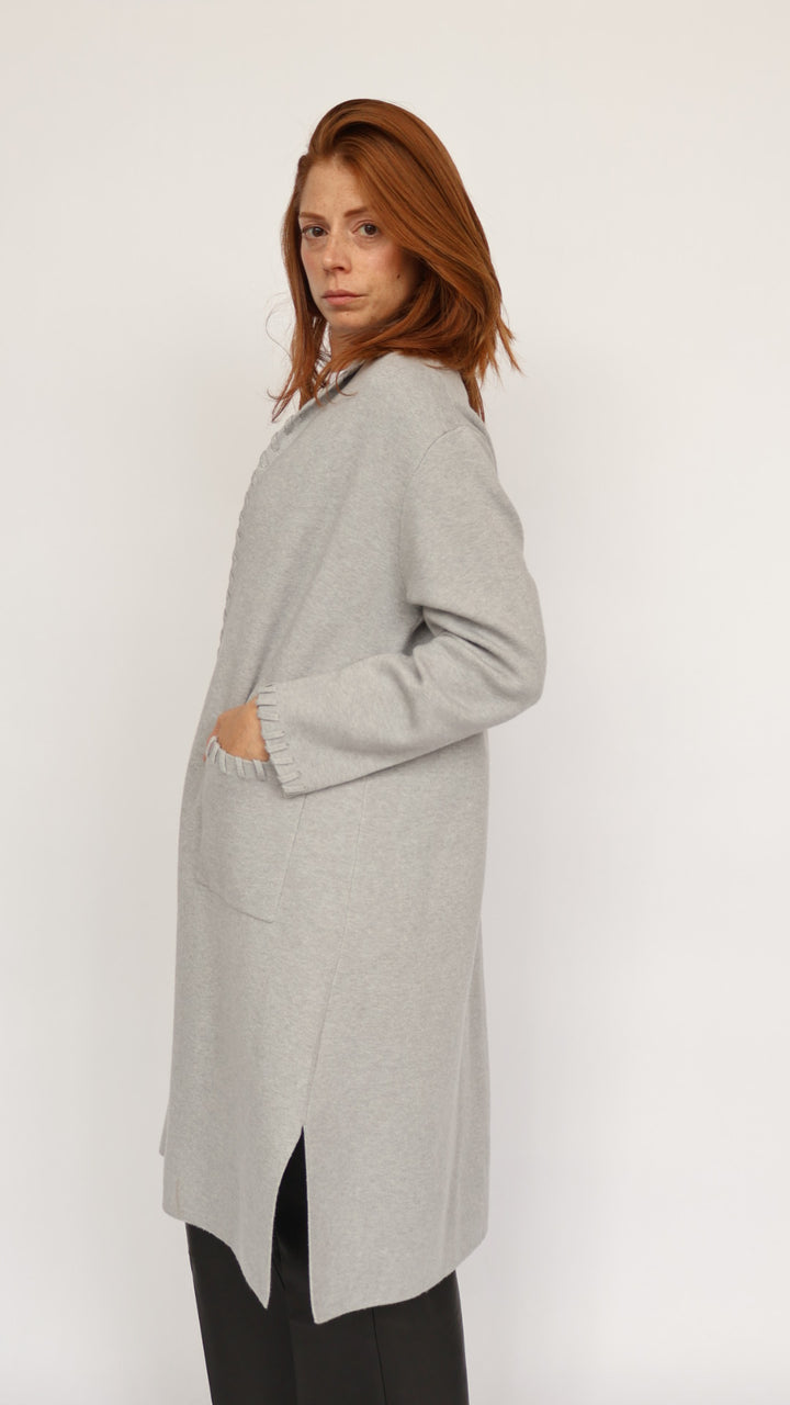 Whipstitch Detail Open Front Cardigan