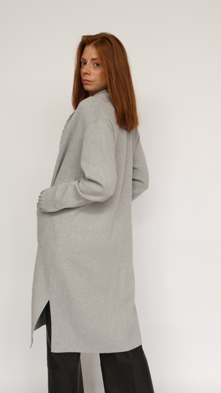Whipstitch Detail Open Front Cardigan