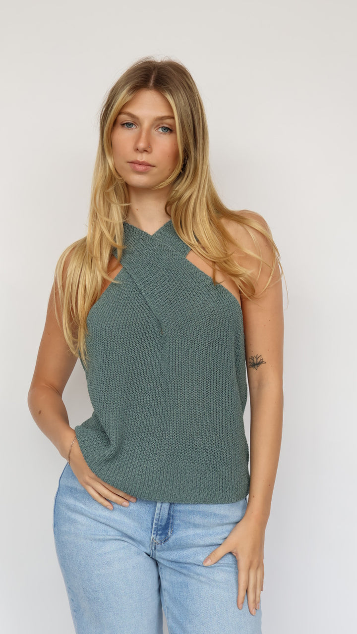 Twist Halter Knit Top