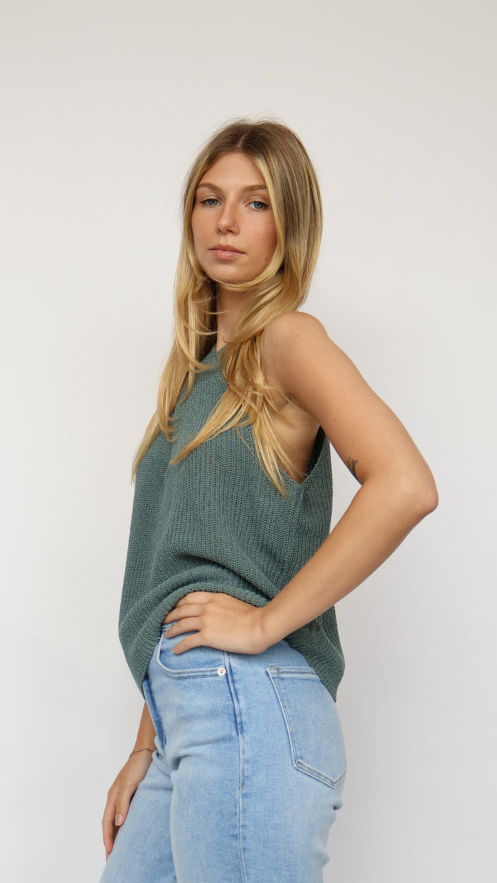 Twist Halter Knit Top