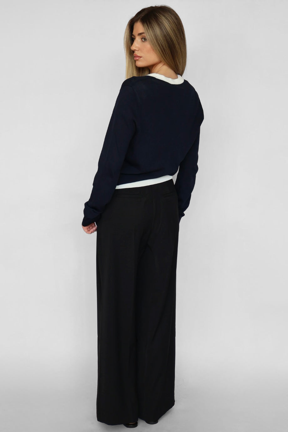 Contrast Trim Classic Button Cardigan