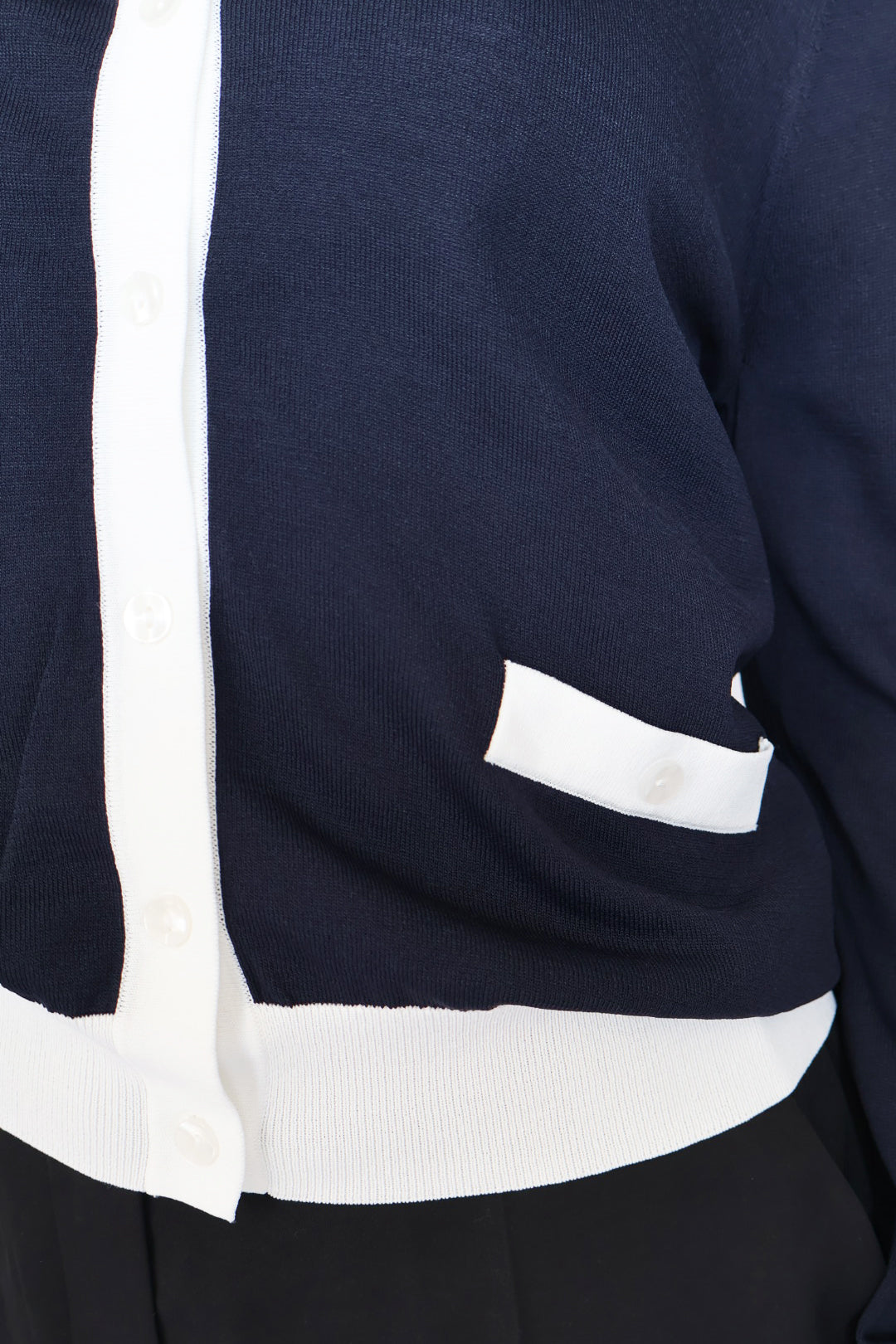 Contrast Trim Classic Button Cardigan