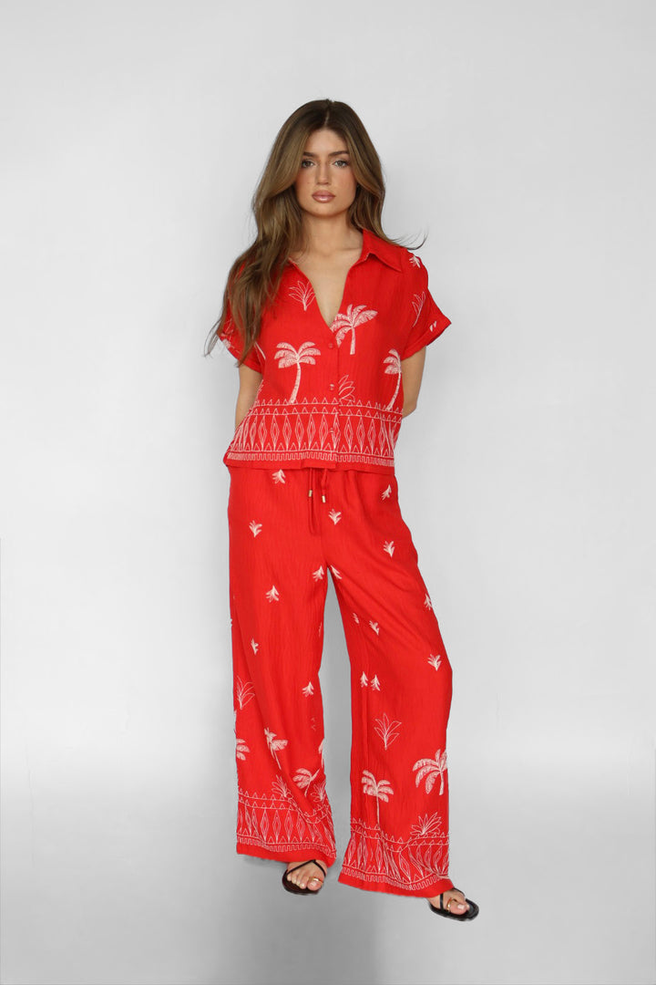 Embroidered Short Sleeve Top