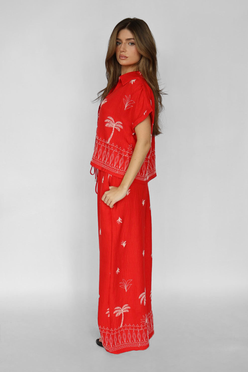 Embroidered Short Sleeve Top