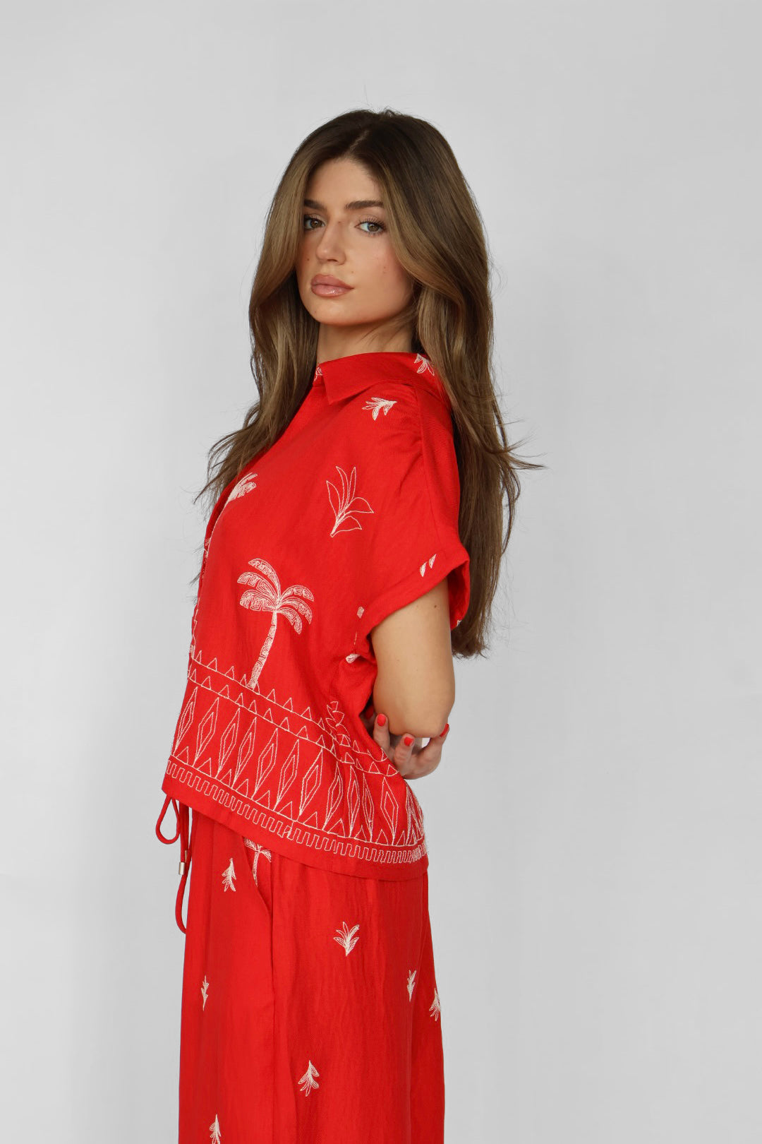 Embroidered Short Sleeve Top
