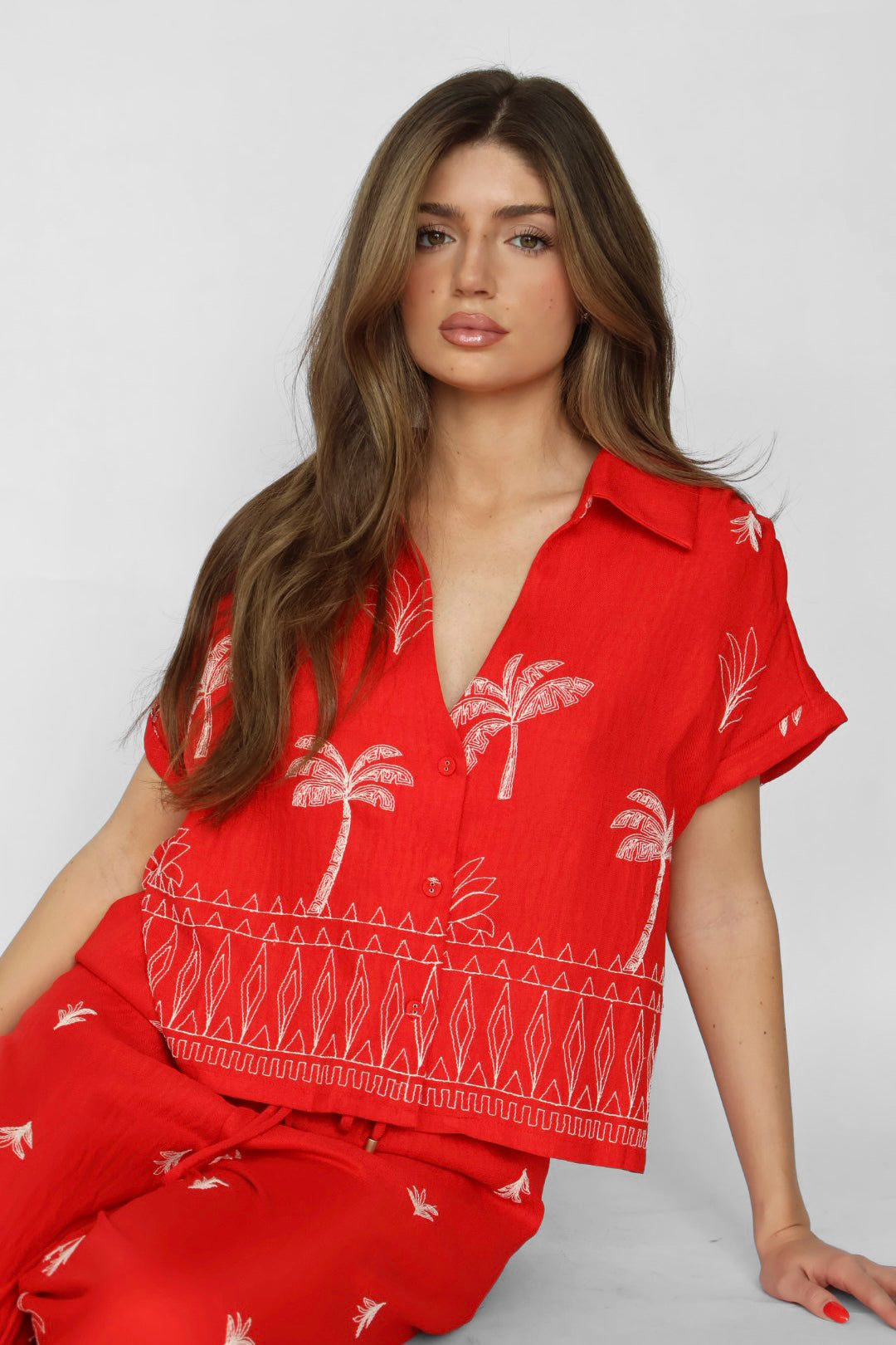 Embroidered Short Sleeve Top