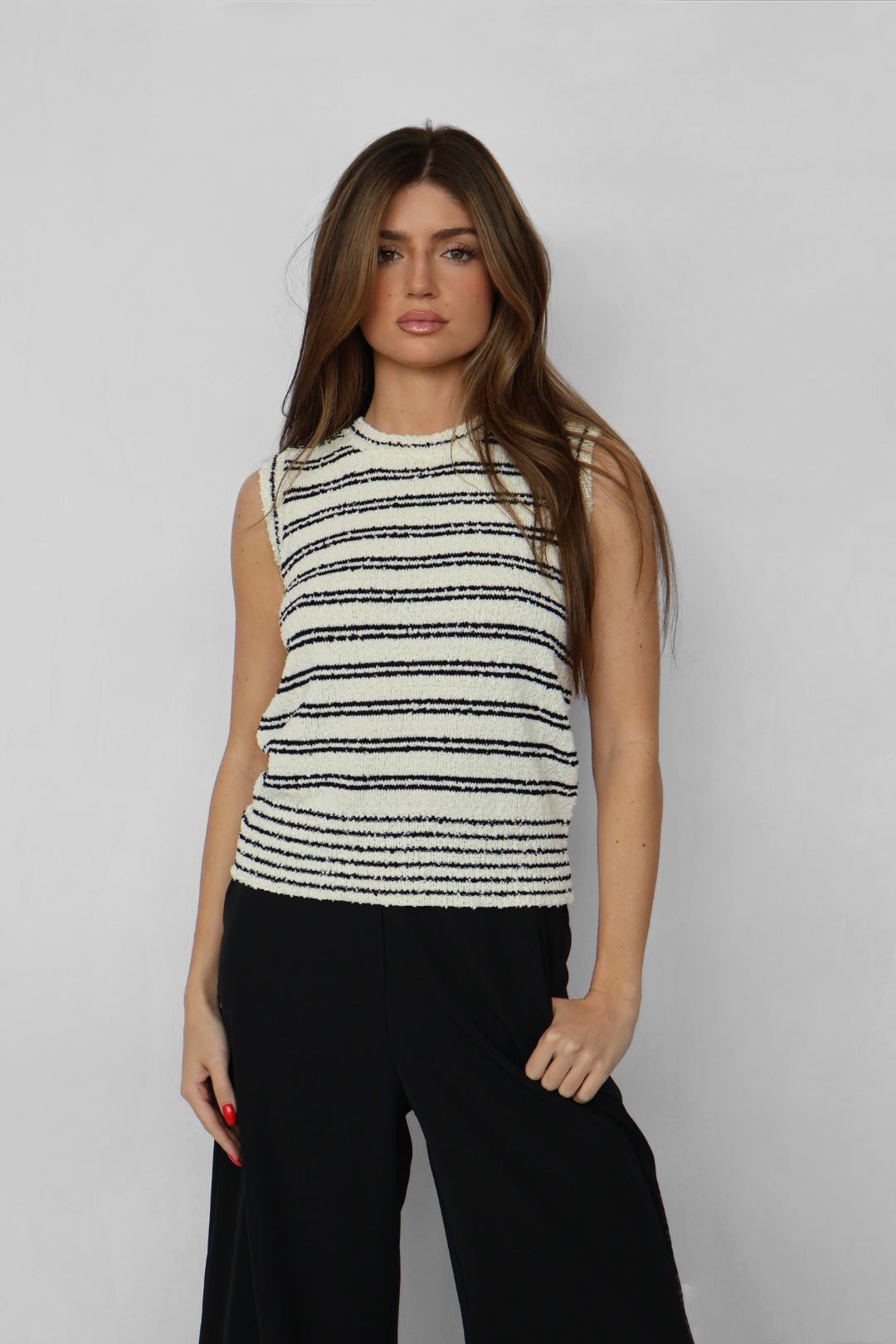 Striped Knit Sweater Top
