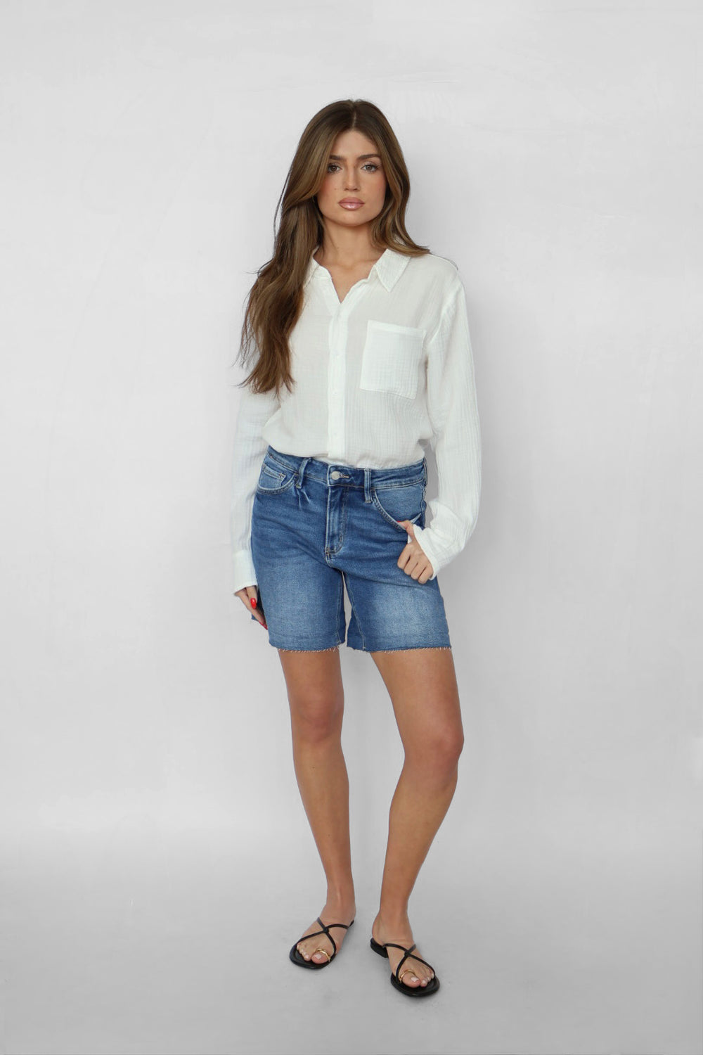 High Rise Two Way Cuff Shorts