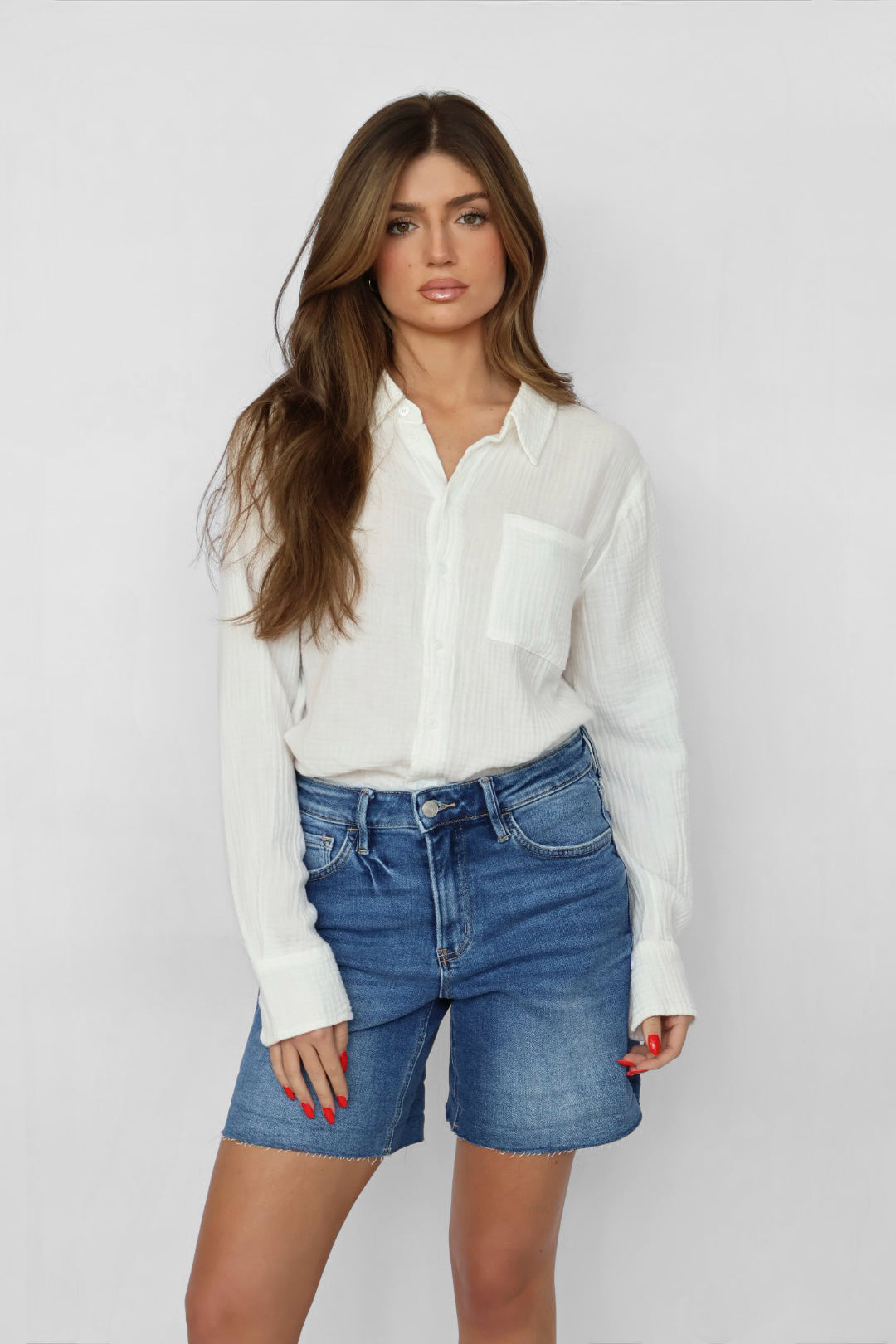 High Rise Two Way Cuff Shorts