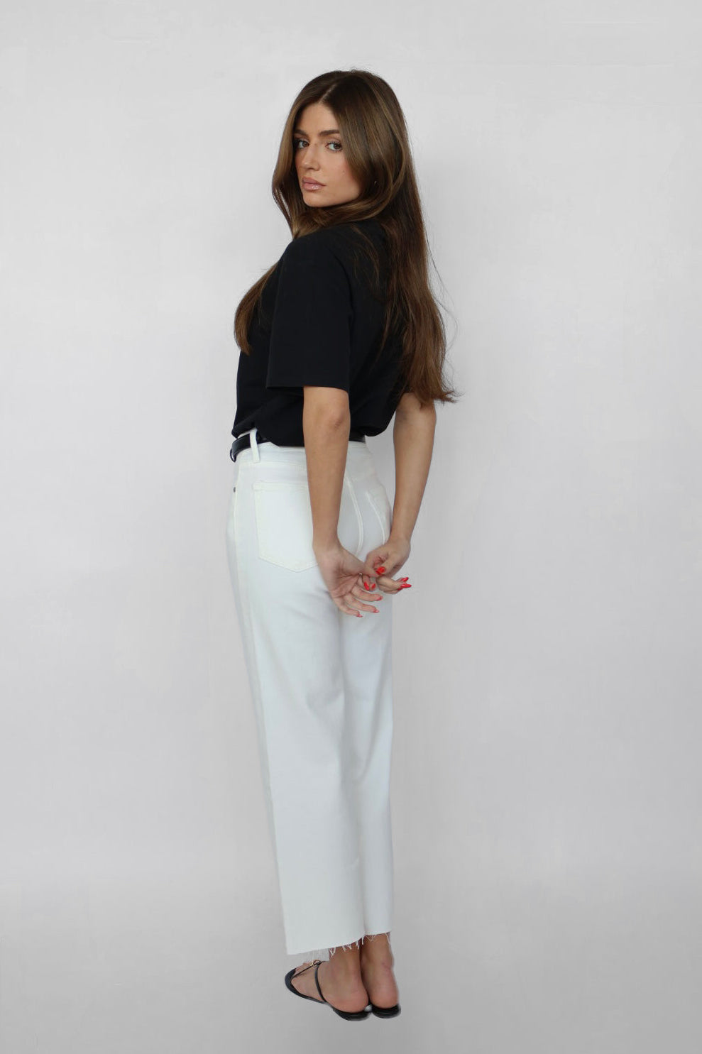 Just Black Denim Slim Cropped Wide Leg Jeans