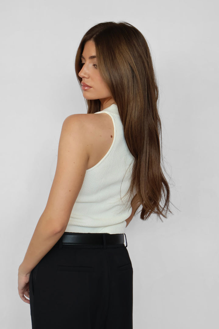 Cropped Collared Ribbed Top