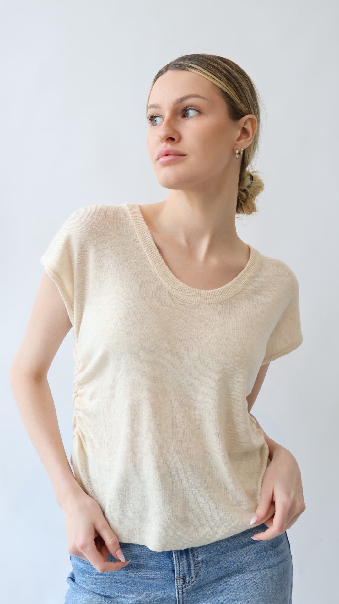 Side Ruched Sweater Tank Top