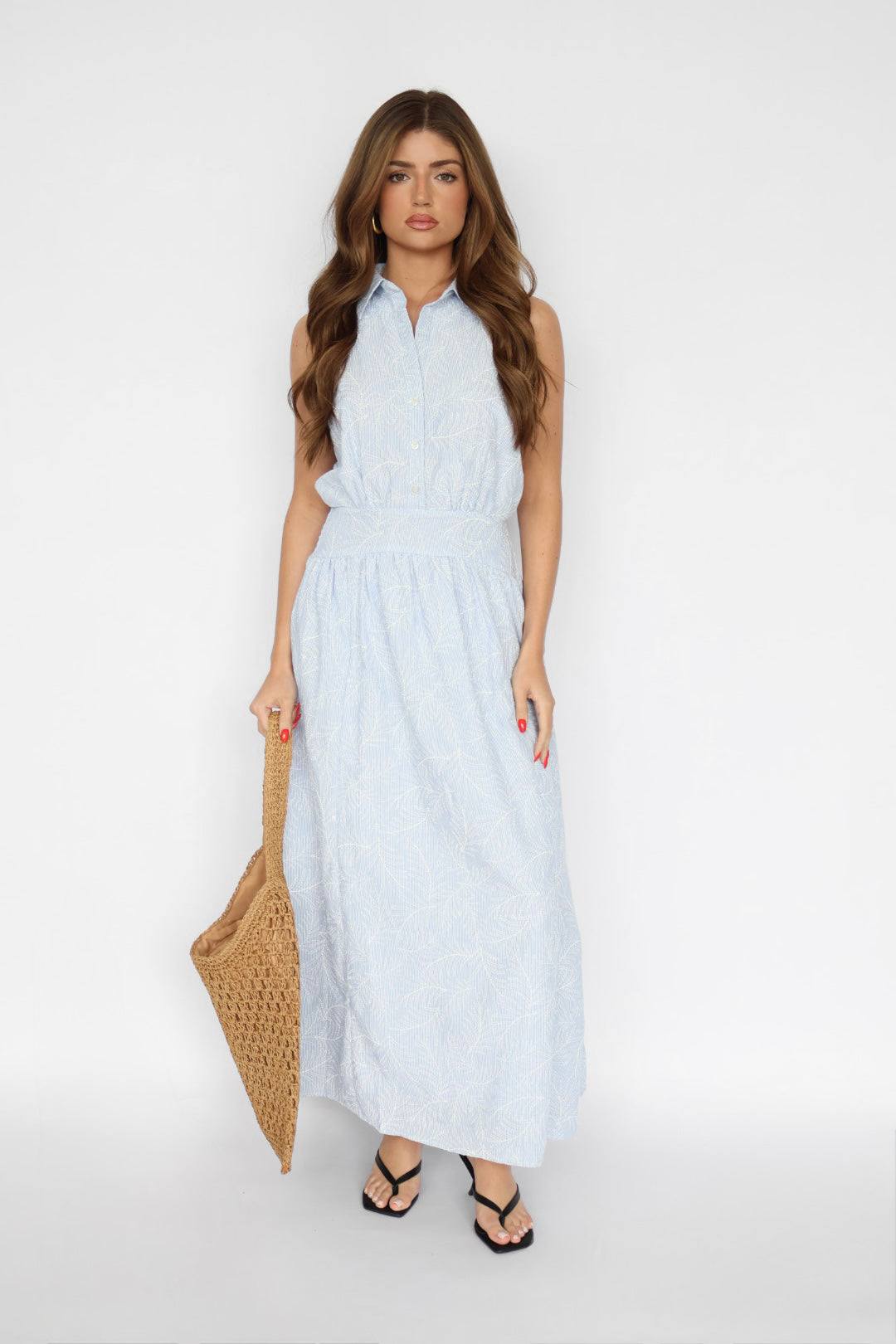 Elan V Neck Collared Midi Dress