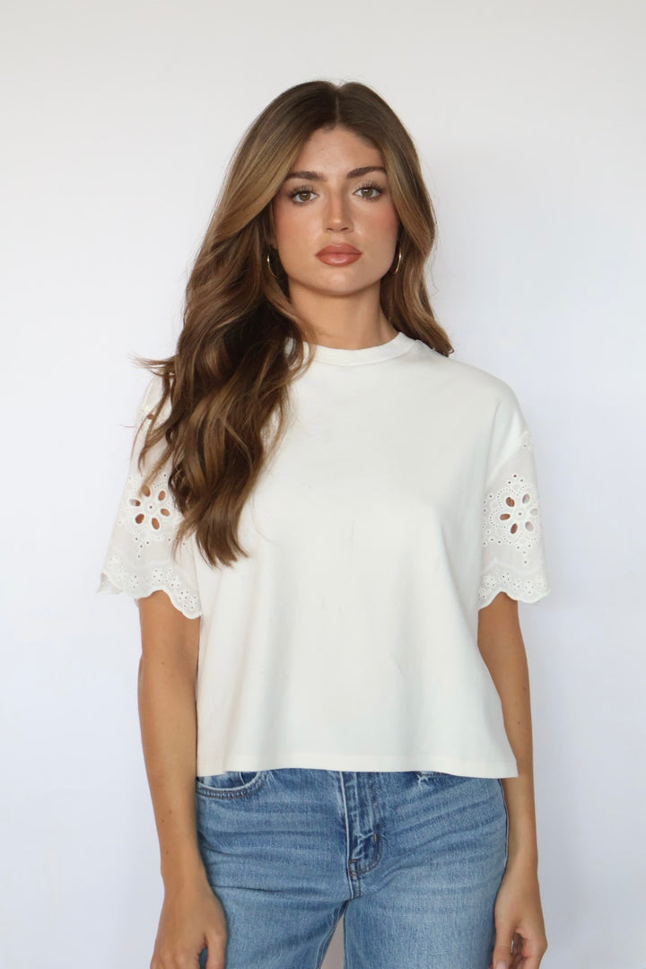 Eyelet Sleeve T-Shirt